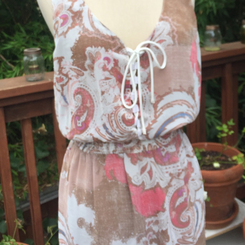 Free People Paisley Cinched & Lace Up Dress (M)